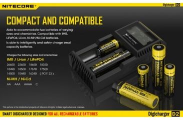 Image of Nitecore D2 Digicharger Universal 2-Channel Smart Charger w/LCD Screen NITECORE-D2-DIGICHARGER