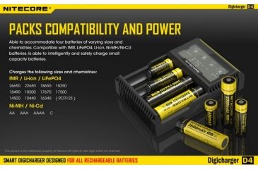 Image of Nitecore Digicharger Universal Battery Charger, 4-Slot, Black, 6952506490929