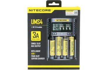 Image of Nitecore Intelligent USB Superb Battery Charger, IMR/Li-ion/LiFePO4/NI-Cd/Ni-MH, Quad Channel, 4000 mA max Charge Current, Black, UMS4