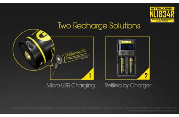 Image of Nitecore NL1834R 3400mAh USB Rechargeable 18650 Battery, Yellow, 6952506492305