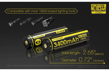 Image of Nitecore NL1834R 3400mAh USB Rechargeable 18650 Battery, Yellow, 6952506492305