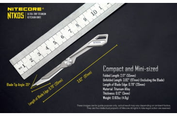 Image of Nitecore NTK05 Titanium Folding Scalpel Keychain Knife, 2.17in, TC4 Titanium Alloy, Folding Blade, SIlver, 6952506493098