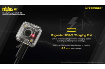 Image of Nitecore NU05 v2 High Performance LED Rechargeable Red White Safety &amp; Signal Light, White/Red, 40 Lumens, Black, 6952506407286