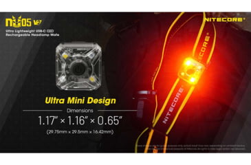 Image of Nitecore NU05 v2 High Performance LED Rechargeable Red White Safety &amp; Signal Light, White/Red, 40 Lumens, Black, 6952506407286