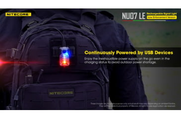 Image of Nitecore NU07 LE 5-Color Rechargeable Signal Light for Helmet or Molle, Black, 6952506406456