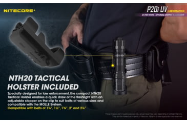 Image of Nitecore P20i UV 1800 Lumen Rechargeable Flashlight with UV Light, Black, 6952506406616