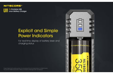 Image of Nitecore UI1 Single-Slot Intelligent USB Lithium-ion Battery Charger for 18650, 18350, 20700, 21700, Black, 6952506492916