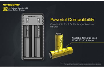 Image of Nitecore UI2 Dual-Slot Intelligent USB Lithium-ion Battery Charger for 18650, 18350, 20700, 21700, Black, 6952506492923