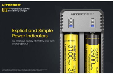 Image of Nitecore UI2 Dual-Slot Intelligent USB Lithium-ion Battery Charger for 18650, 18350, 20700, 21700, Black, 6952506492923
