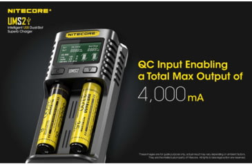 Image of Nitecore UMS2 Intelligent USB Dual-Slot Superb Battery Charger, Black, 6952506492817