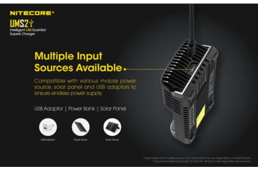 Image of Nitecore UMS2 Intelligent USB Dual-Slot Superb Battery Charger, Black, 6952506492817