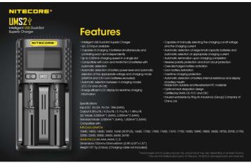 Image of Nitecore UMS2 Intelligent USB Dual-Slot Superb Battery Charger, Black, 6952506492817