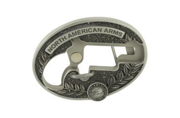 Image of North American Arms 1 1/8 Long Rifle Ova Ornate Belt Buckle w/ Secure Clip Release, Fits Belts 1 Inch to 1 1/2 Inch, Steel, NAABBO-L