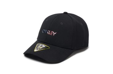 Image of Oakley SI 6 Panel Stretch Metallic Hat - Mens, Black/American Flag, Large/Extra Large, 912209-01V-L/XL