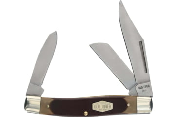 Image of Old Timer Senior 3-Blade Folding Pocket Knife, 3/2.2/2in, SS Clip Point/Sheepsfoot/Spey Blade, Brown Sawcut Handle, 1179237