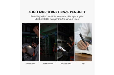 Image of Olight O Pen 3 EDC Pen with Tip and Clip Lights and Green Laser Pointer
