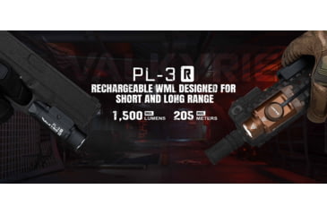Image of Olight PL-3R Valkyrie LED Rechargeable Mountable Tactical Flashlight, 1500 Lumen, Black, FL-OL-PL3R-BK