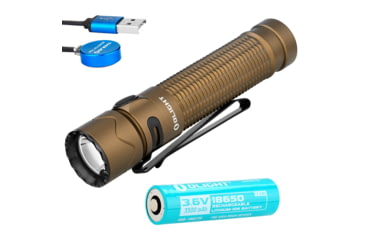 Image of USED Olight Warrior Mini 2 Rechargeable EDC LED Flashlight, 1750 Lumens, Tan, FL-OL-WARMINI2-TN, EDEMO1