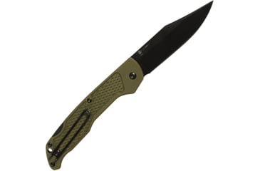 Image of Ontario Knife Camp Plus OD Green EDC Folding Knife, 4.25in Closed, 3.38in Black 420 Clip Point Blade, OD Green GFN Handle, 4315GRN
