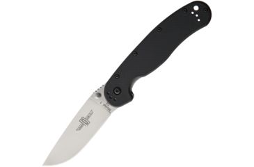 Image of Ontario Knife Rat 1 Linerlock Black Folding Knife,3.5in,D2 Tool Steel,Standard Edge,Satin,Black,Nylon Handle ON8867