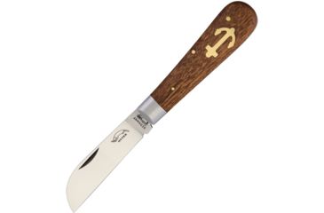 Image of OTTER-Messer Small Anchor Knife Sapeli Wood Folding Knife,2.5in,Carbon Steel,Standard Edge,Sheepsfoot,Satin,Brown,Sapeli Wood Handle OTT174