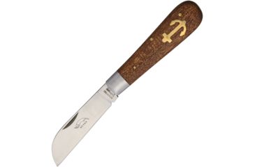 Image of OTTER-Messer Small Anchor Knife Sapeli Wood Folding Knife,2.5in,Stainless Steel,Standard Edge,Sheepsfoot,Satin,Brown,Sapeli Wood Handle OTT174R