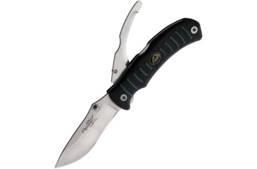 Image of Outdoor Edge Cutlery Flip N Zip Closeout Folding Knife, 4.63in Closed, 8Cr13MoV Drop Point/Gutting Blade, Black/Green Rubberized Kraton Handle, OEFZ20B