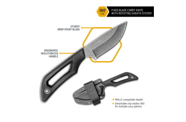 Image of Outdoor Edge Cutlery Pivot Fixed Blade Knives, 2.5in, Cr13Mov SS, Drop Point, Blackstone Rockwell-C Blade, Black Rubberized TPR Handle, PKDP1C