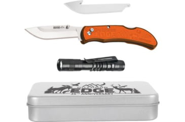 Image of Outdoor Edge Cutlery Outdoor Edge Razor Carry W/ Flashlight &amp; Tin 2 Blades Folding Knife, 3 in Blade, Stainless Steel, P24RX30FL2T