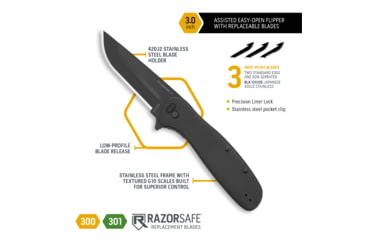 Image of Outdoor Edge Cutlery Outdoor Edge Razor Vx2 3 Fldr Black G-10 Spring Assist