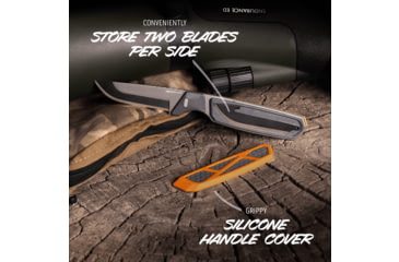 Image of Outdoor Edge Cutlery RAZOR APX 3in Fixed Blade Knife, Titanium Coated Frame w/7 Blades, One Size, APXS306C