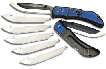 Image of Outdoor Edge Cutlery Razor Lite EDC Blue Folding Knife,3.375in,Drop Point, Black Handle OERLU40C