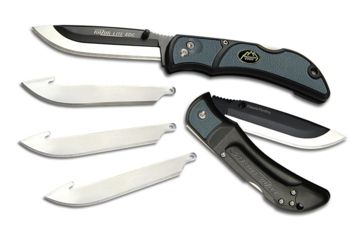 Image of Outdoor Edge Cutlery Razor Lite EDC Folding Knife, w/ 4 - 3in Blades, 3 in, Japanese 420J2 stainless, Drop Point, Grivory w/ TPR Inserts, Black/Gray, RLY30-50