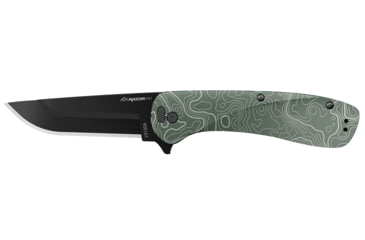 Image of Outdoor Edge Cutlery Razor VX1 Assisted Opening Folding Knife, 3in, Japanese 420J2 Stainless Steel Black Oxide Blade, Green Topo Aluminum Handle, VX130CC