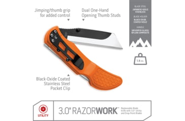 Image of Outdoor Edge Cutlery Razor Work Lockback, Orange, RWB-3070C