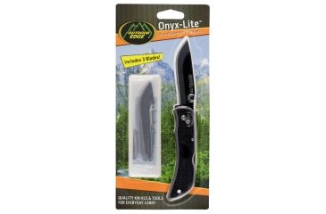 Image of Outdoor Edge Cutlery Onyx-Lite Folding Knife, 2.5 in, 420J2 Stainless, Drop Point Tanto Blade, Glass-Filled Nylon, Black Handle, OX-30C