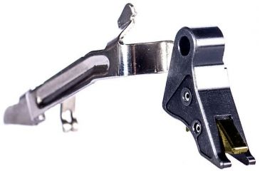 Image of Overwatch Precision TAC Pistol Trigger, 9mm, .40 SW, .357 Sig, Flat, Type III Hard Anodized, Gun Metal Gray/Gold, 25395