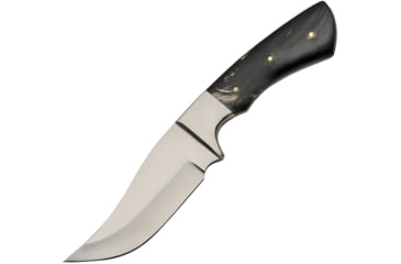 Image of Pakistan 8023HN Knife, 8in Overall, 4in Satin SS Clip Point, Buffalo Horn Handle, Brown Leather Sheath, DH-8023HN