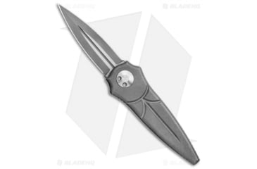 Image of Paragon Warlock Enchanter Folding Knife, 3.875in, CPM S35VN Stainless Steel, Dagger Blade, Titanium Gray Handle, Distressed Titanium, Gray/Steel/Gray, 9.375in, BHQ-134024