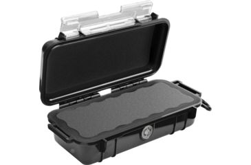 Image of Pelican 1030 Micro Watertight Dry Box, 7.50x3.87x2.43in, Solid Black w/Carabiner, 1030-025-110