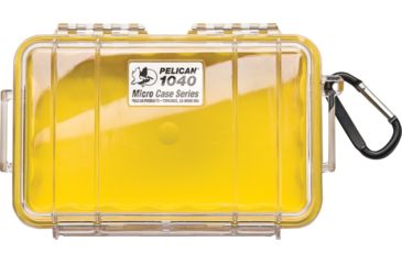 Image of Pelican 1040 Micro Watertight Crushproof Dry Box, 7.50x5.06x2.12in, Clear w/ Yellow Liner, 1040-027-100