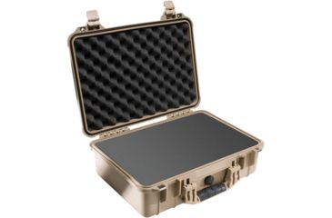 Image of Pelican 1500 Medium Crushproof Dry Case, 18.5x14x7in, Desert Tan w/ Liner and Foam
