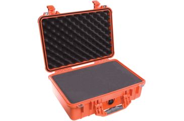 Image of Pelican 1500 Medium Crushproof Dry Case, 18.5x14x7in, Orange w/ Liner and Foam
