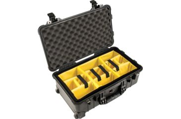 Image of Pelican 1510 Carry On 22x13x9in Wheeled Protector Case, Black w/Padded Dividers 015100-0040-110
