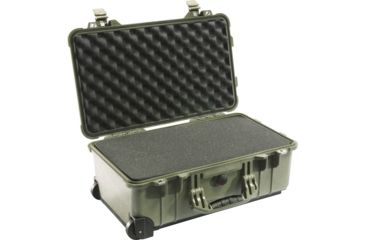 Image of Pelican 1510 Carry On 22x13x9in Wheeled Protector Case, OD Green w/ Foam 1510-000-130
