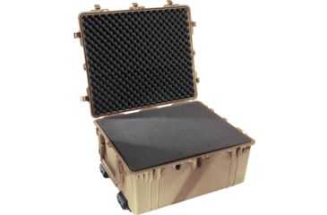 Image of Pelican 1690 Transport Wheeled Crushproof Dry Box w/Foam, Desert Tan