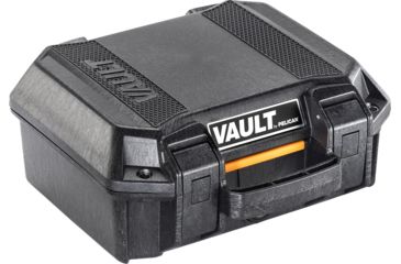 Image of Pelican VAULT V100 Case, Small Pistol, 11x8x4.5 inch Internal Dimension, 12.28x12.03x5.16 inch External Dimension, Black, VCV100-0000-BLK