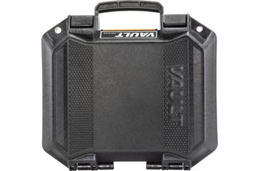 Image of Pelican VAULT V100 Case, Small Pistol, 11x8x4.5 inch Internal Dimension, 12.28x12.03x5.16 inch External Dimension, Black, VCV100-0000-BLK