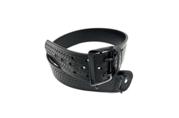 Image of Perfect Fit 2.25in Fully Lined Sam Browne Leather Belt, Basket Weave, Black Buckle, Black, 30, 8000-BW-BK-30