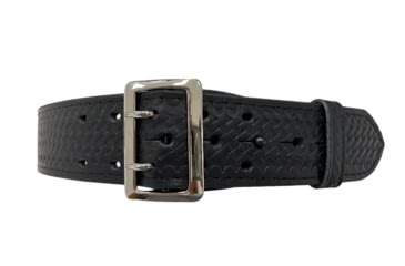 Image of Perfect Fit 2.25in Fully Lined Sam Browne Leather Belt, Basket Weave, Chrome Buckle, Black, 44, 8000-BW-CH-44